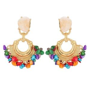 Boho Rainbow Gem Statement Earrings